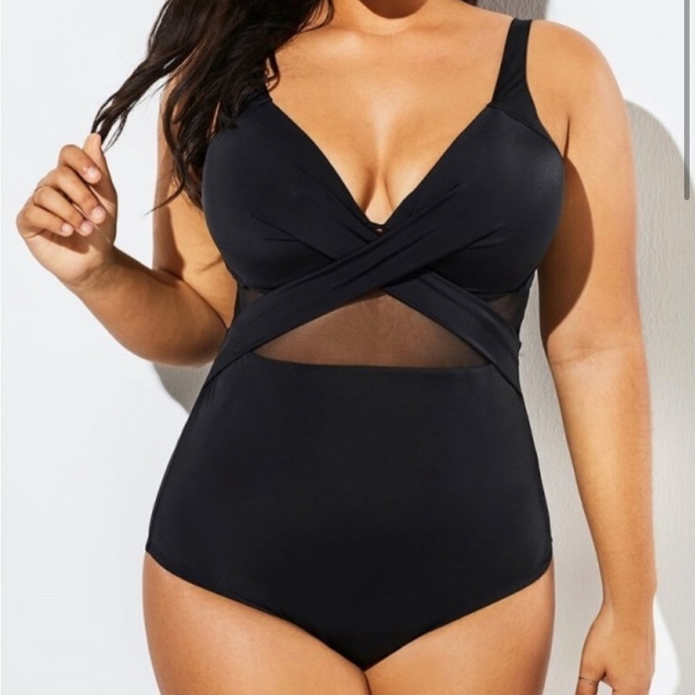Black One-Piece Swimsuit by Meet Curve size 2XL